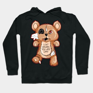 Spooky Zombie Teddy Bear eats Brains on Halloween Hoodie